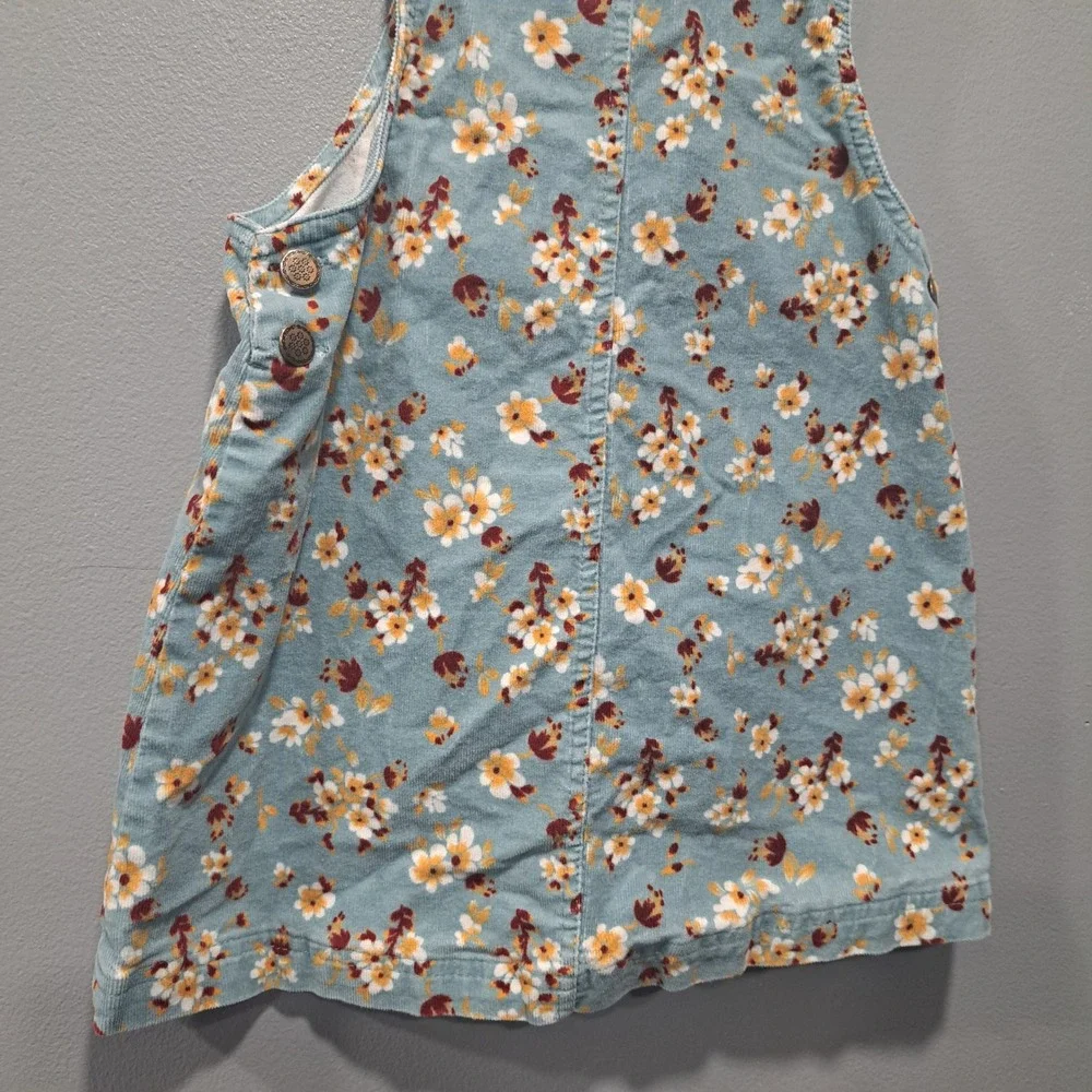 Tahari Girls Blue Floral Corduroy Jumper Dress Sleeveless Overall Size‎ 7